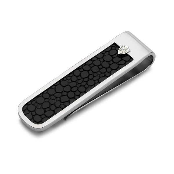 HOXTON Sterling Silver/Stingray Leather Money Clip - BLACK COLLECTION