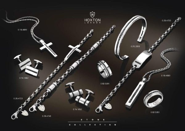 HOXTON LONDON - Rhodium plated Sterling Silver Cufflinks with Black Sapphire Stones - Image 2