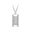 HOXTON LONDON MEN'S STERLING SILVER RHODIUM PLATED 'HERRINGBONE' RECTANGULAR ADJUSTABLE NECKLACE