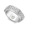 HOXTON LONDON MEN'S STERLING SILVER BRICK PATTERNED HEXAGONAL SPINNING RING