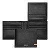 BOSS Trifold Leather Wallet with flap Iconic Black