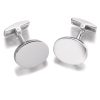 HOXTON LONDON' MEN'S STERLING SILVER PLAIN OVAL CUFFLINKS
