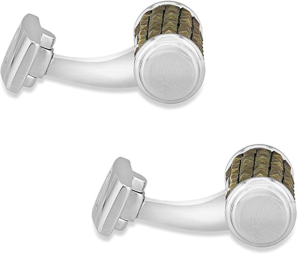 HOXTON LONDON MEN'S STERLING SILVER PYRAMID MARCASITE SET CYLINDRICAL CUFFLINKS - Image 2