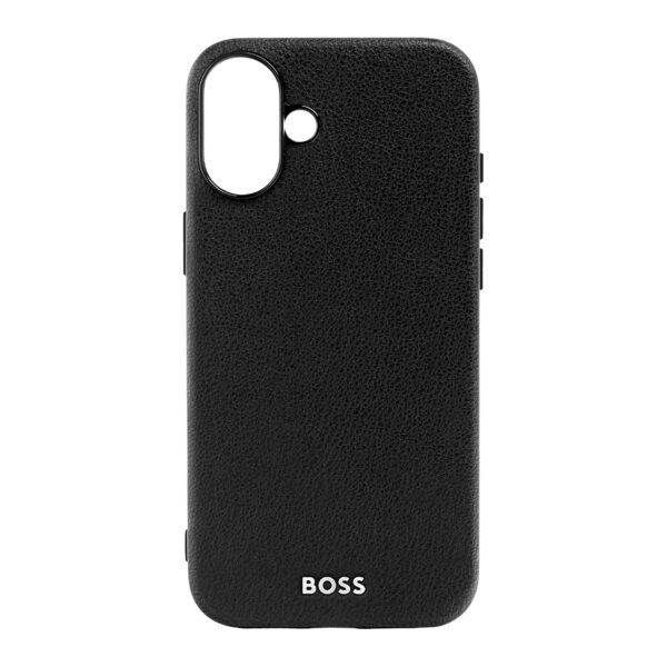 BOSS iPhone 16 Plus Grained Black Case