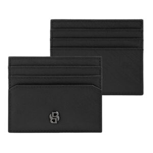 BOSS Card Holder Double B Saffiano Leather Black