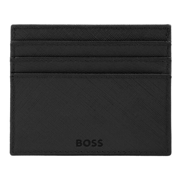 BOSS Card Holder Double B Saffiano Leather Black - Image 3