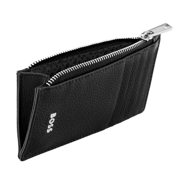 BOSS Leather Card Holder zip Classic Grained Black - Image 4