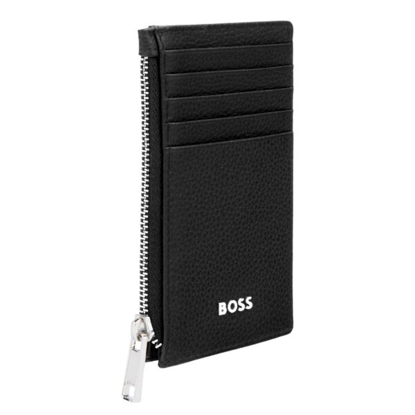 BOSS Leather Card Holder zip Classic Grained Black - Image 3