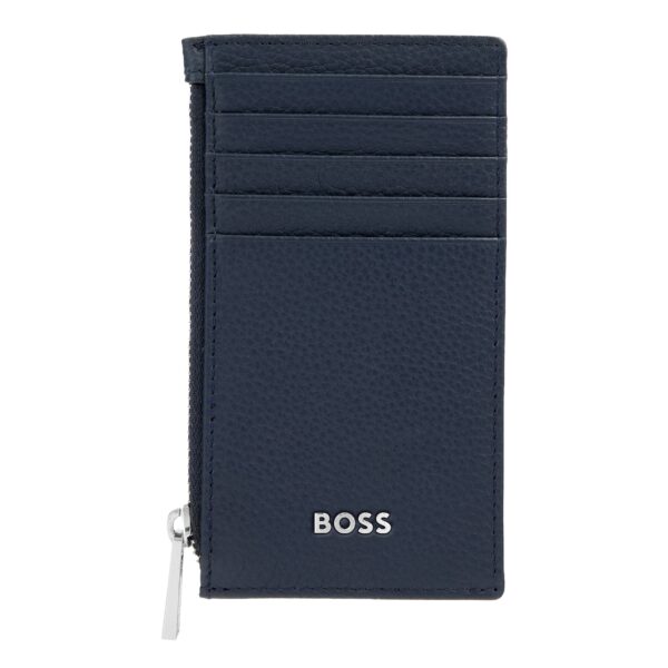 BOSS Leather Card holder zip Classic Grained Navy - Image 2