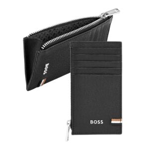 BOSS Leather Card Holder zip Iconic Black