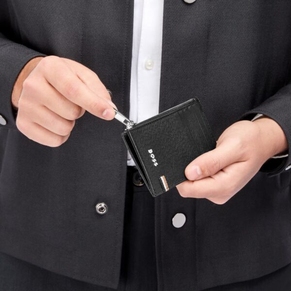 BOSS Leather Card Holder zip Iconic Black - Image 2
