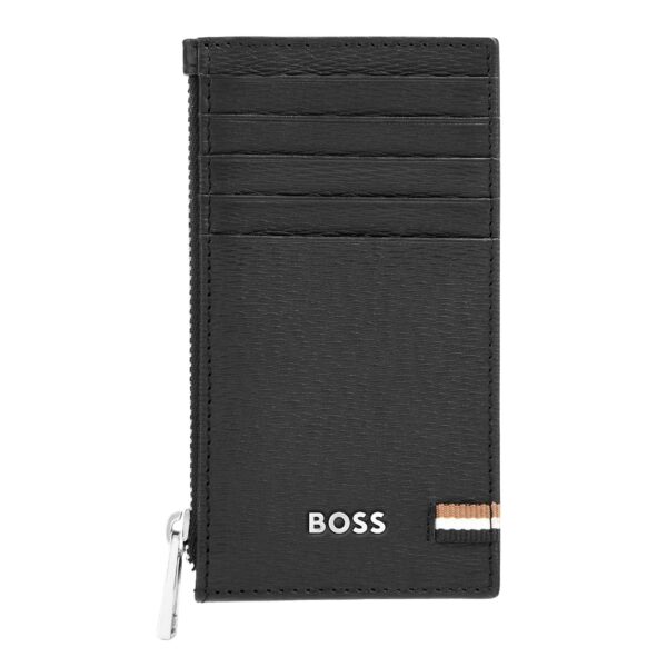 BOSS Leather Card Holder zip Iconic Black - Image 3