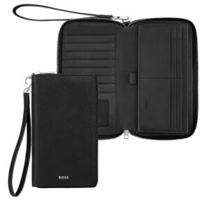 BOSS Leather Travel Wallet Classic Grained Black