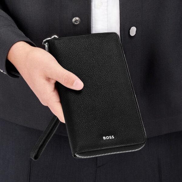 BOSS Leather Travel Wallet Classic Grained Black - Image 2