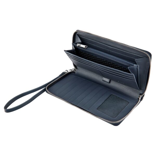 BOSS Leather Travel Wallet Classic Grained Navy - Image 4