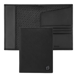 BOSS Passport Holder Saffiano Leather Black