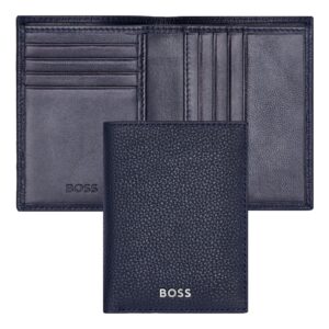 BOSS Folding Card holder Classic Grained Navy