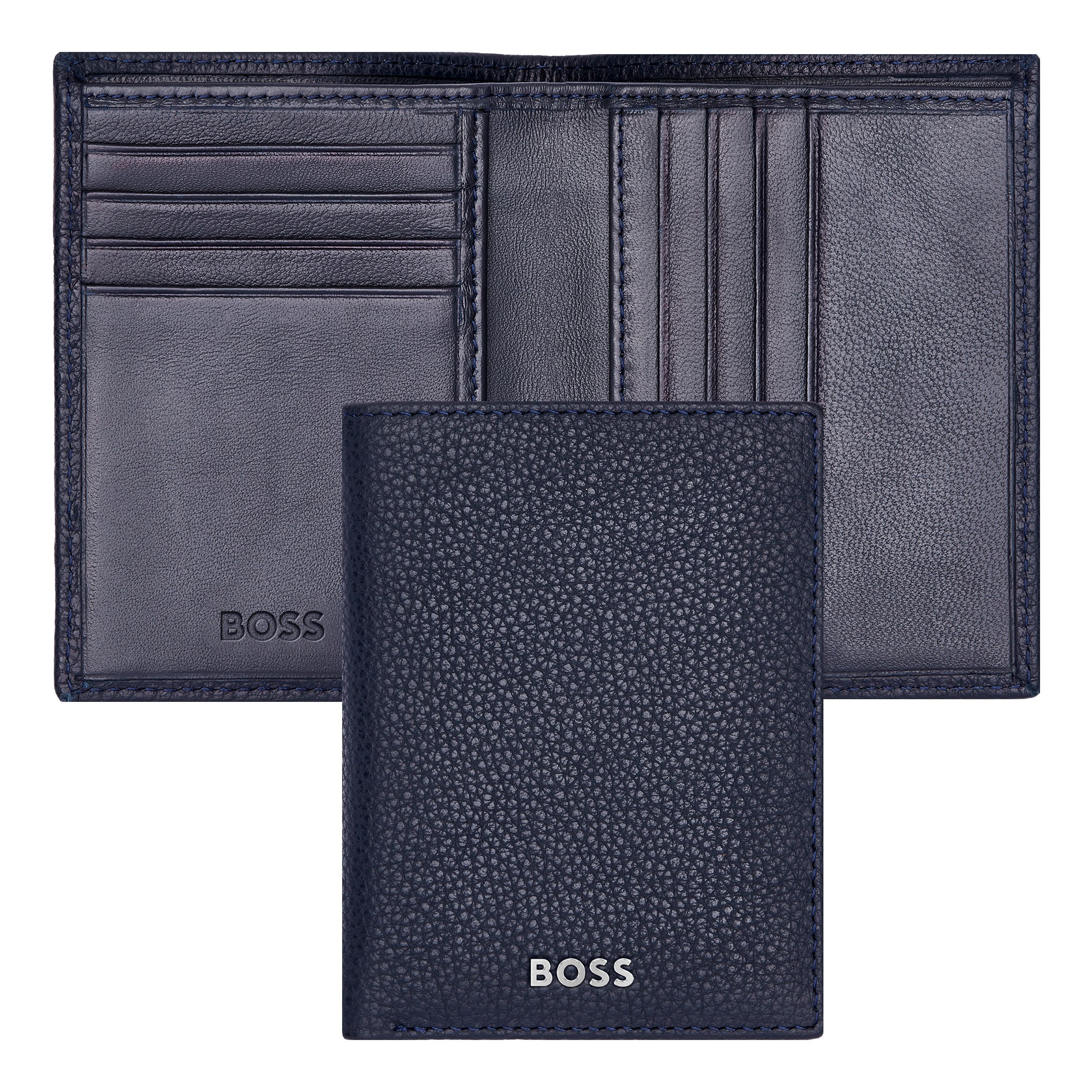 BOSS Folding Card holder Classic Grained Navy
