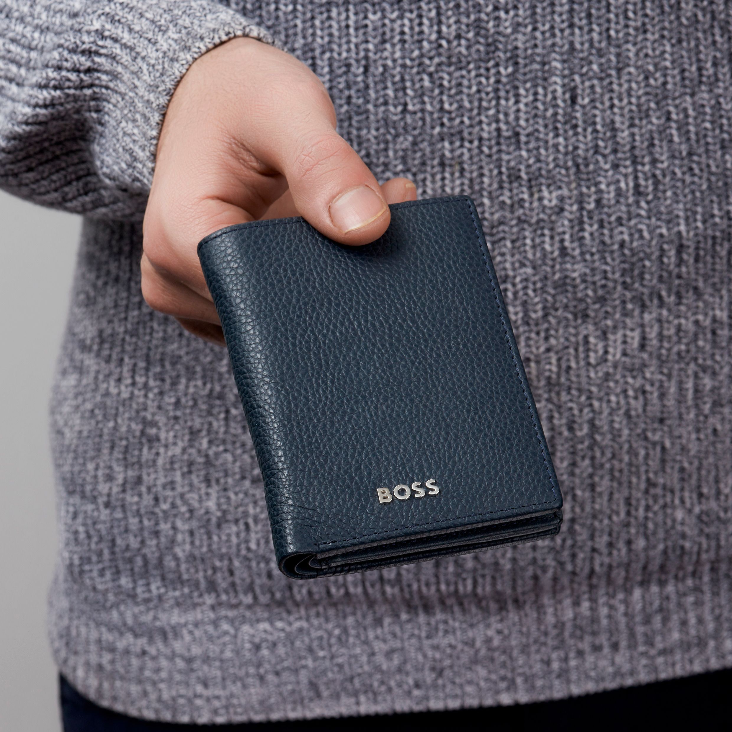BOSS Folding Card holder Classic Grained Navy - Image 5