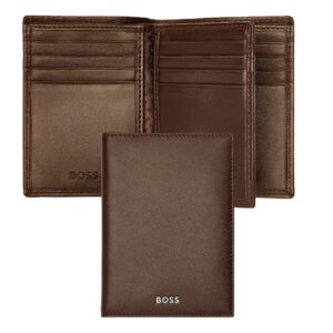Boss Leather Card Holder Trifold Smooth Brown