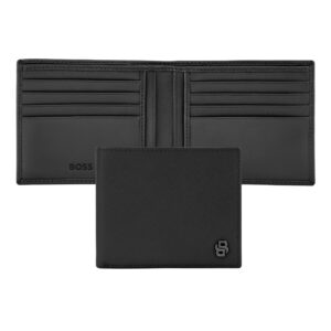 BOSS Leather Wallet Double B Saffiano Black