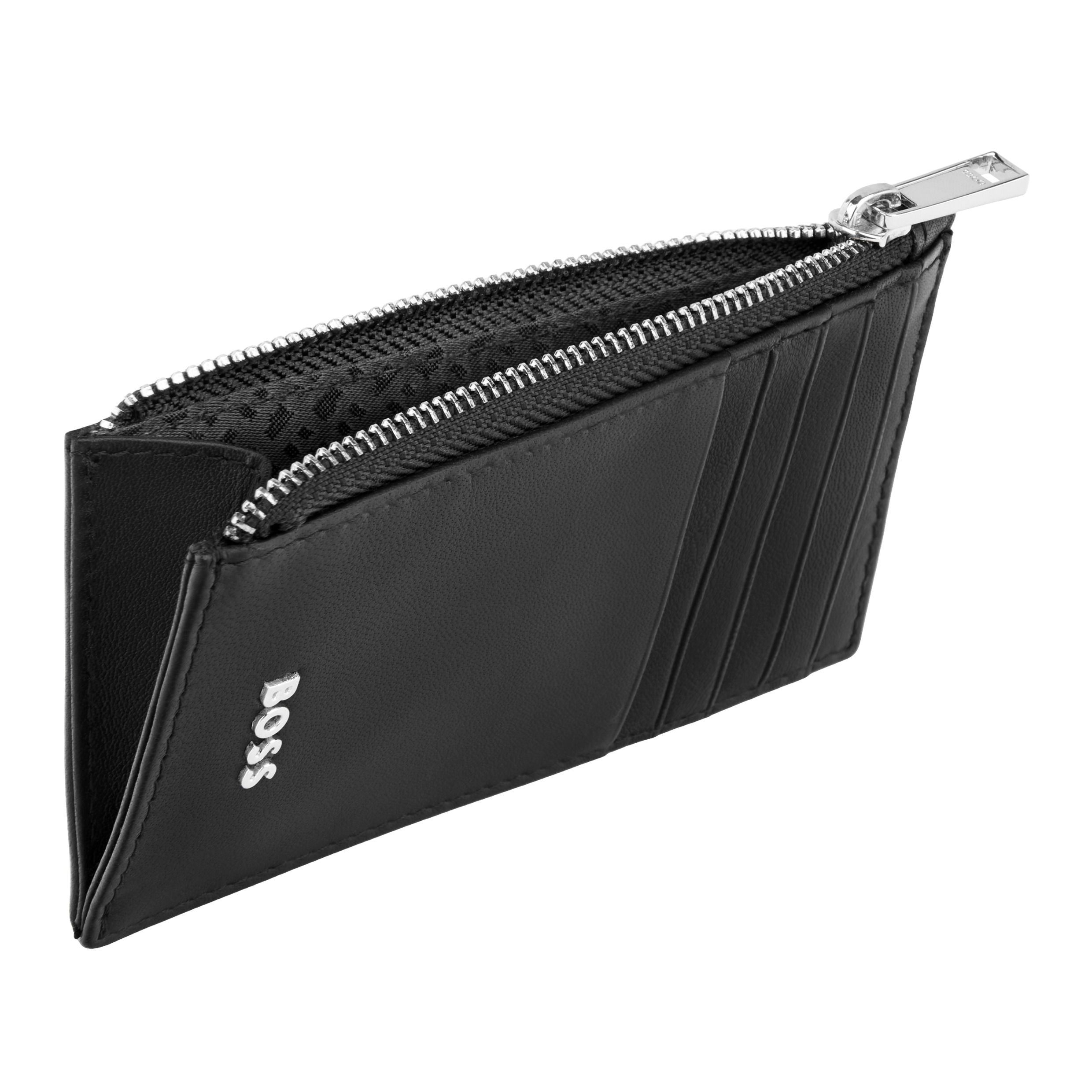 BOSS Card Holder zip Classic Smooth Black Leather NEW - Image 3