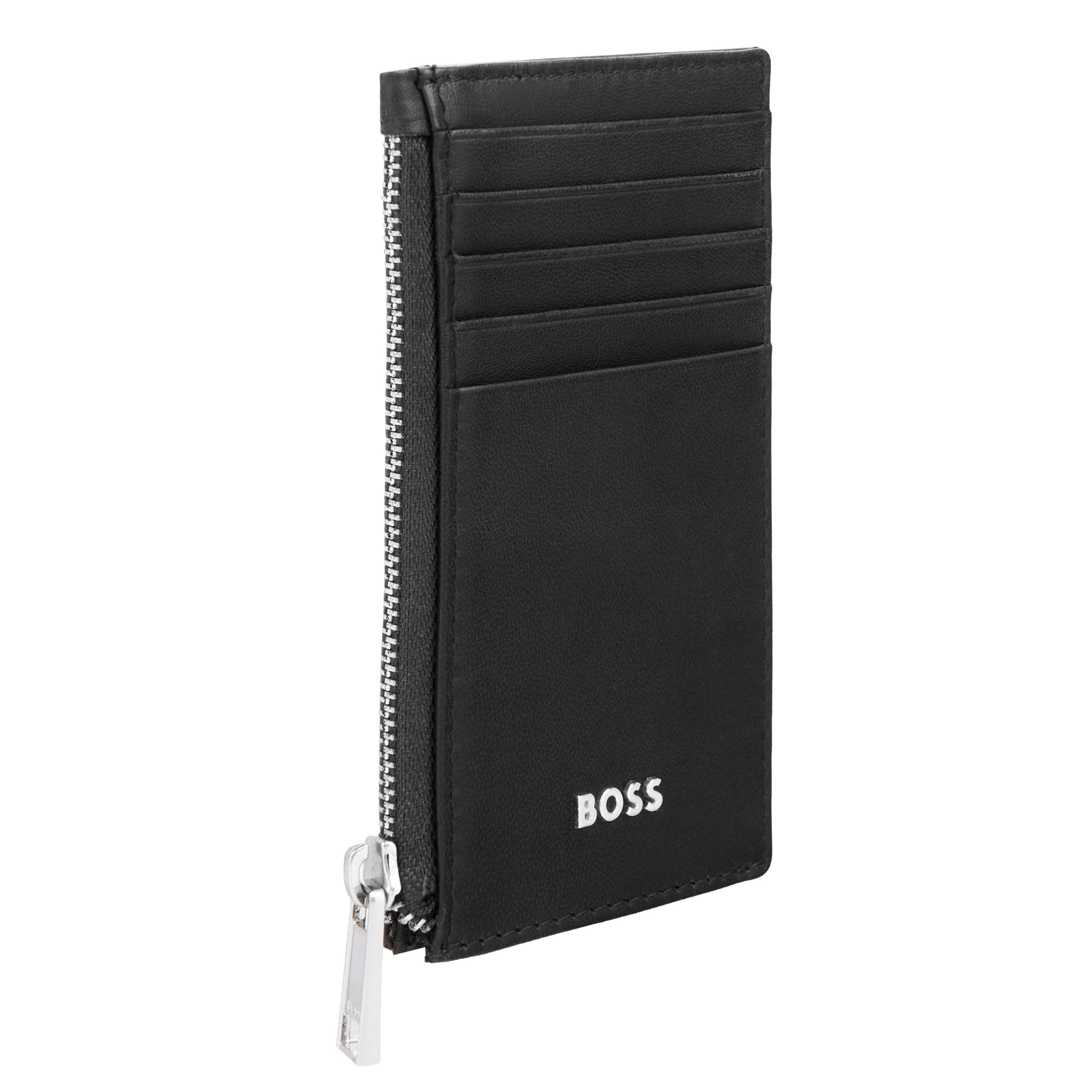 BOSS Card Holder zip Classic Smooth Black Leather NEW - Image 2