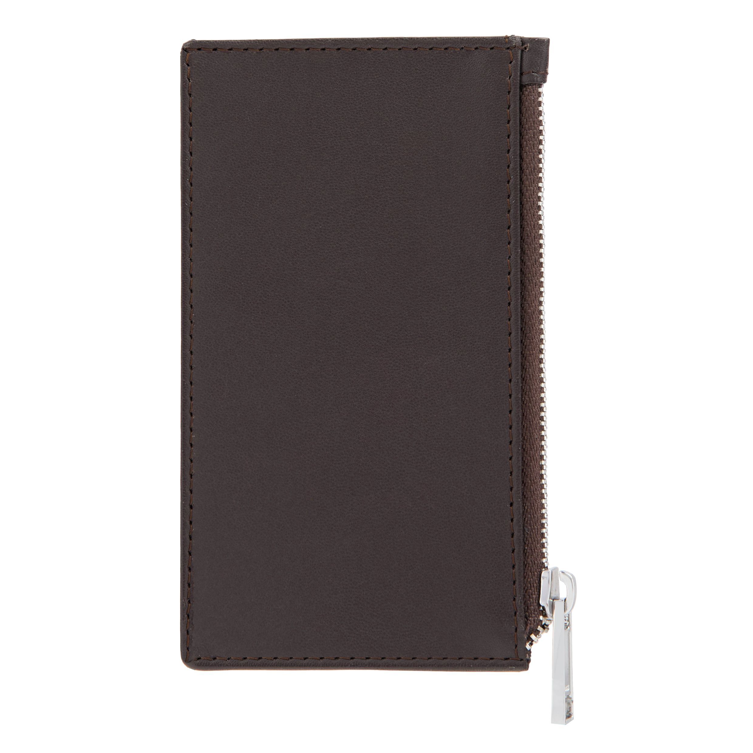 BOSS Leather Card Holder zip Classic Smooth Brown NEW - Image 5