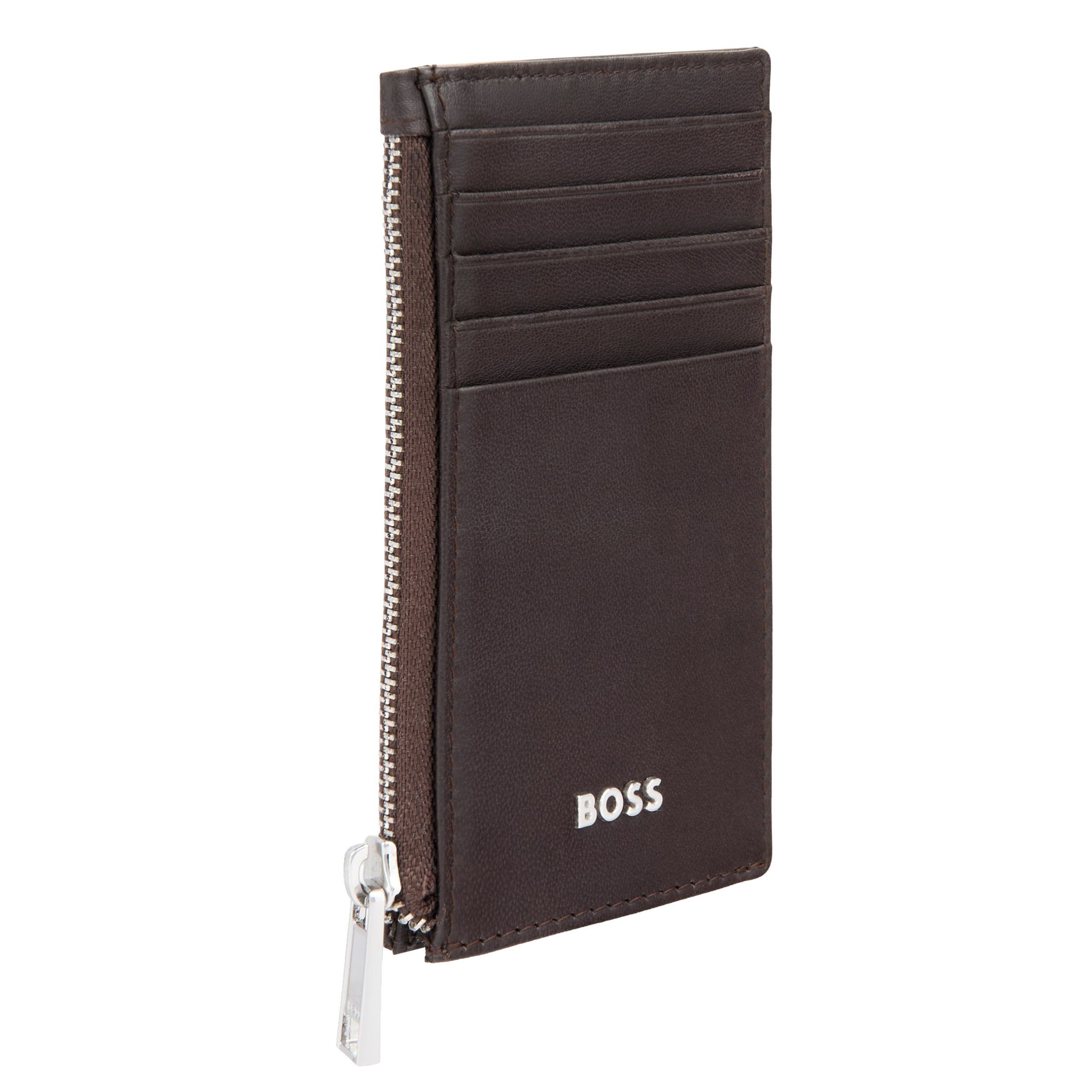 BOSS Leather Card Holder zip Classic Smooth Brown NEW - Image 3