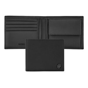 BOSS Money Wallet Double B Saffiano Black Leather  NEW