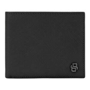 BOSS Card Wallet Double B Saffiano Black Leather  NEW