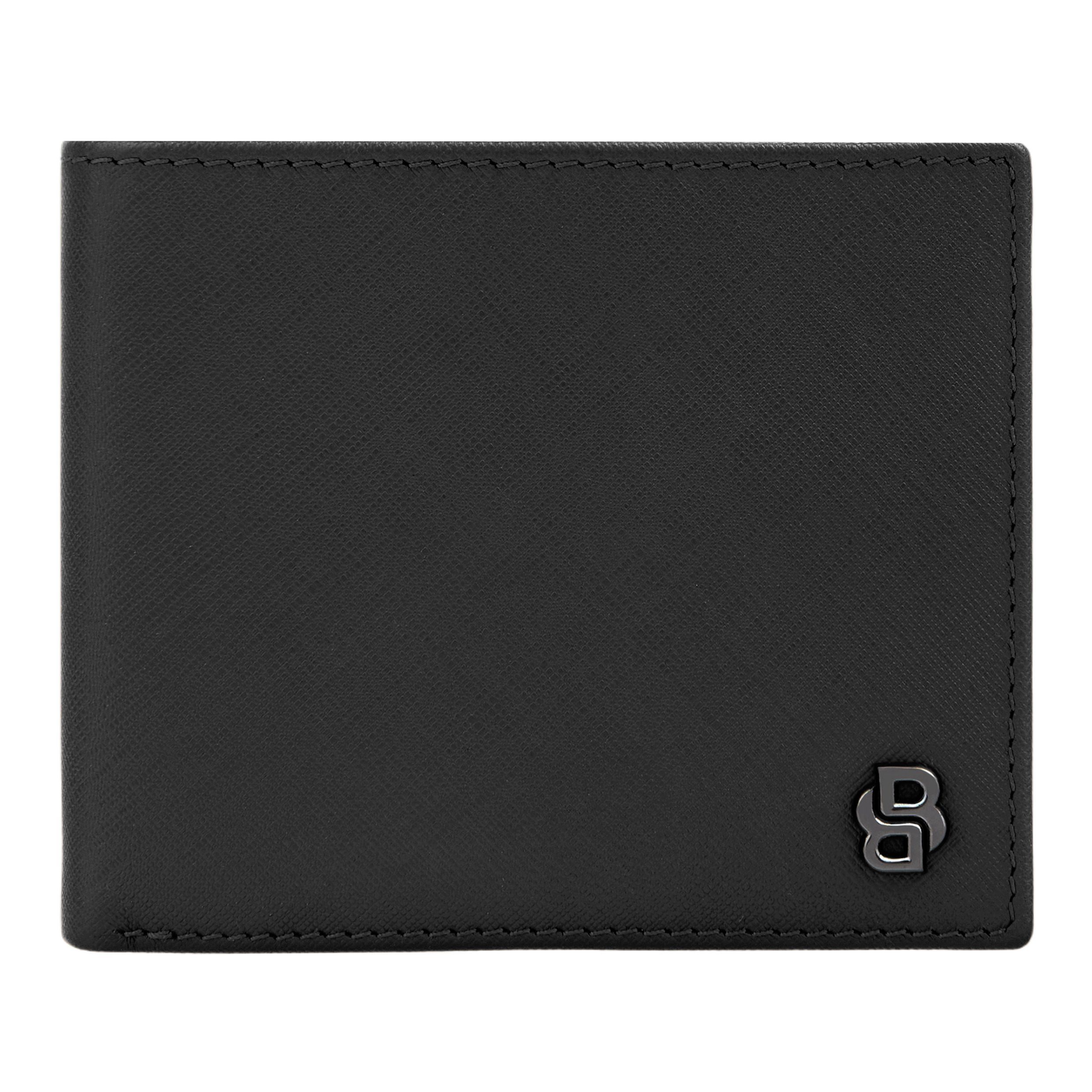 BOSS Card Wallet Double B Saffiano Black Leather NEW