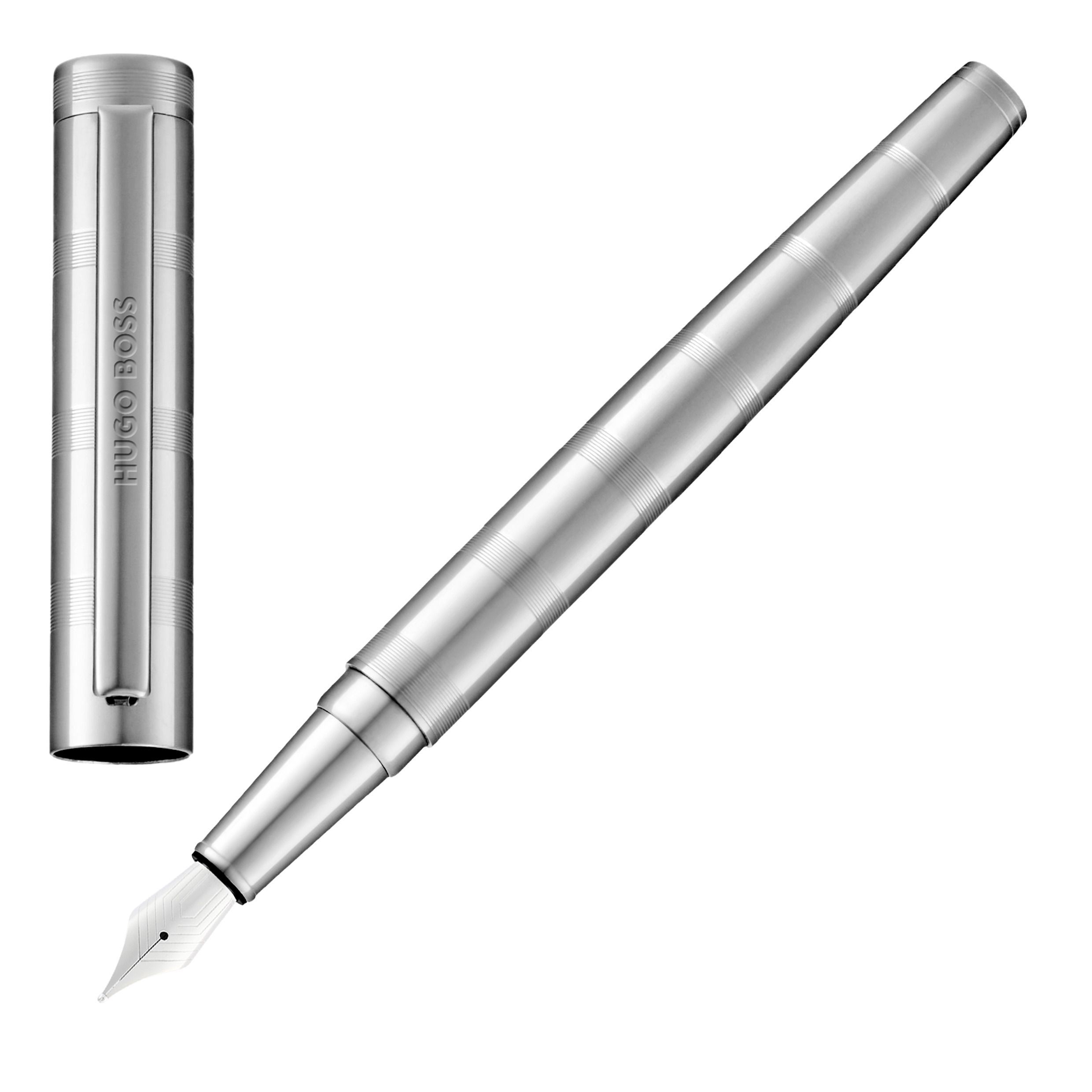 HUGO BOSS Fountain Pen Loop Stripes Chrome NEW