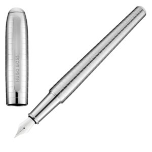 HUGO BOSS Fountain Pen Contour Soft Bauhaus Chrome  NEW