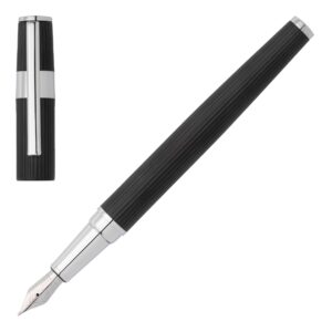 Hugo Boss Fountain Pen Gear Pinstripe Black Chrome